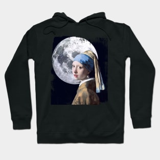 Girl with a pearl earring and the moon Hoodie